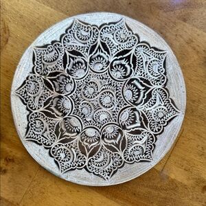 Intricate Carved Copper Round Decorative Plate